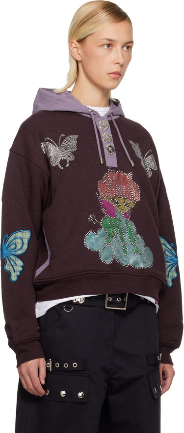 Mikina Chopova Lowena Chopova Lowena Quimby Rhinestone Butterfly Hoodie Hnedá | 5265, 1