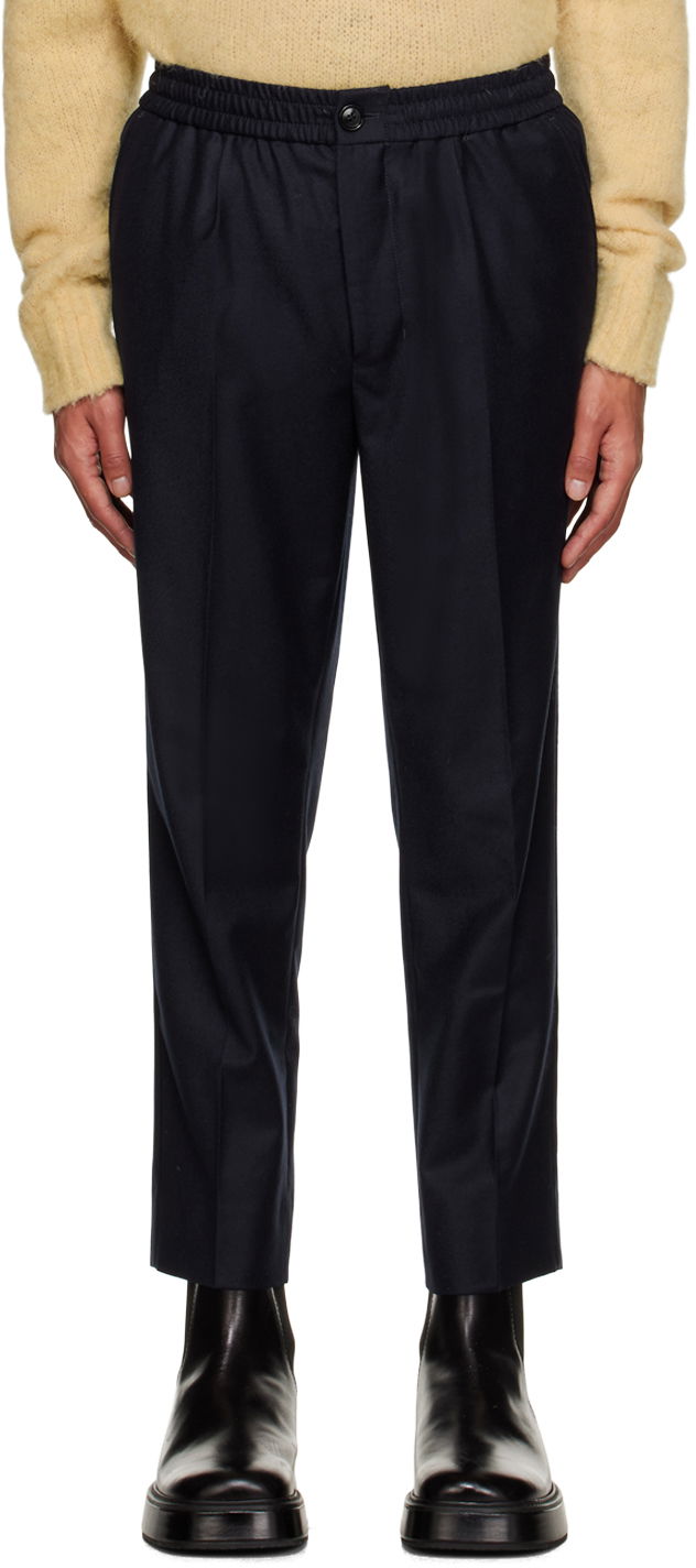 Nohavice a džínsy AMI Drawstring Trousers Navy | HTR206.WV0023, 0