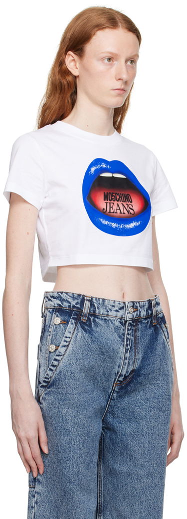 Crop Top Moschino Moschino Jeans Graphic Crop T-Shirt Biela | 1208 8262, 1