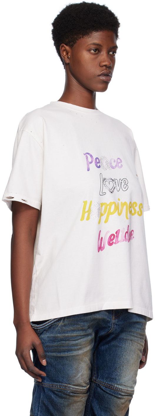 Tričko We11done We11done Lettering Distressed T-Shirt Biela | WD-TT0-24-705-U-WH, 1