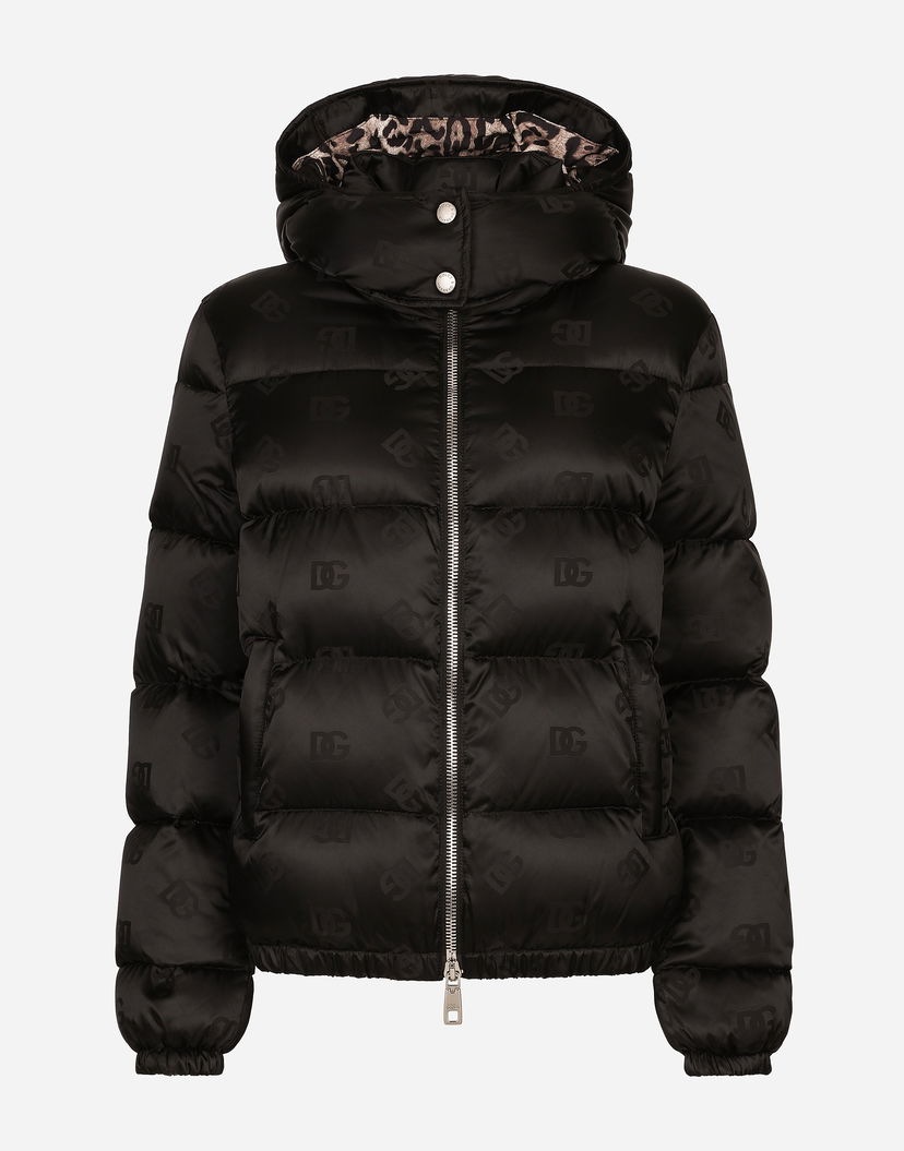 Prešívaná bunda Dolce & Gabbana Padded Satin Jacquard Down Jacket With All-over Dg Logo Čierna | F9P48TGDCL4N0000