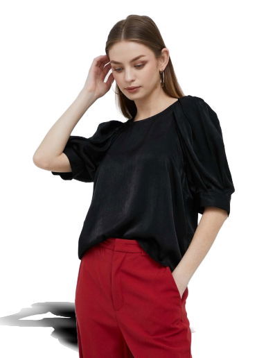 Košeľa DKNY Satin Crew Neck 3/4 Puffed Sleeve Top Čierna | P3DANR25