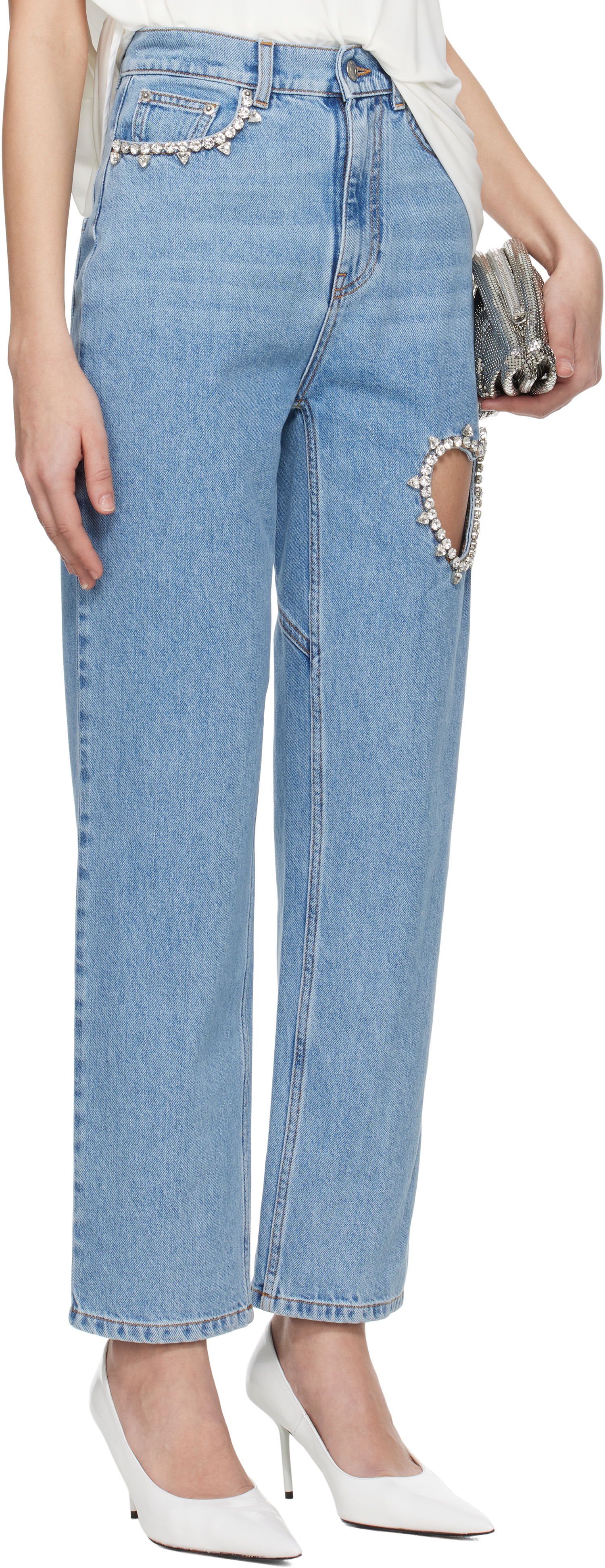 Džínsy Area AREA Crystal Heart Cutout Jeans Modrá | 0000PA0069DE01, 1