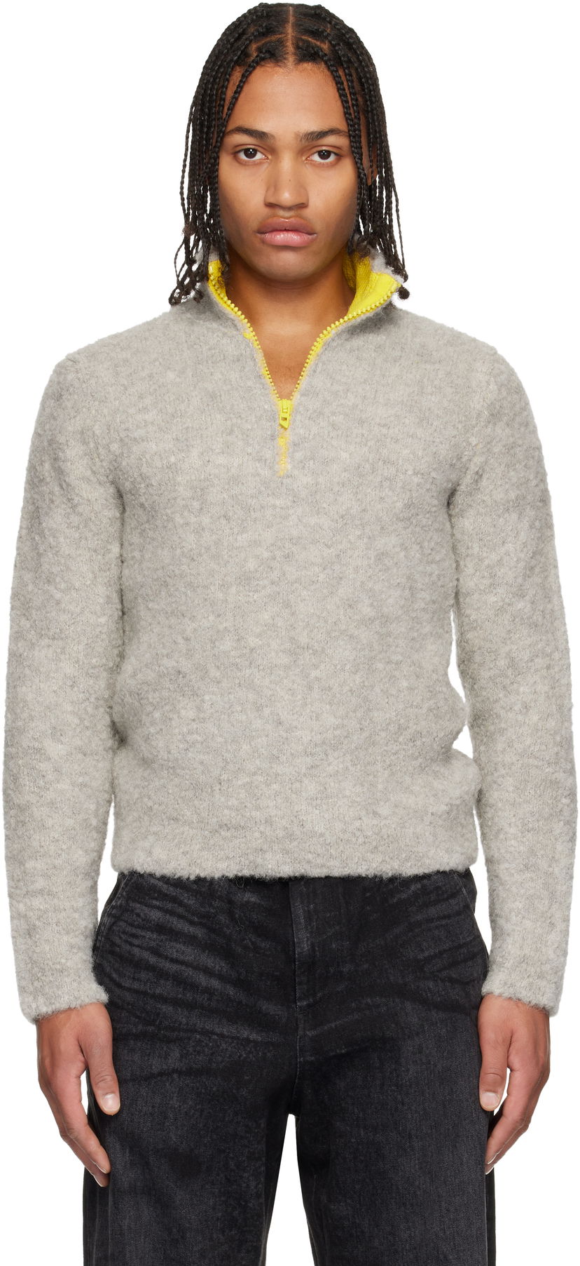 Sveter Diesel Textured K-Eller Half-Zip Sweater Šedá | A21443-0CECY-912