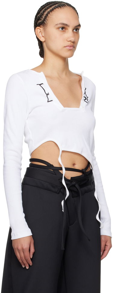 Tričko Ottolinger Ottolinger Asymmetric Long Sleeve T-Shirt Biela | 408101, 1
