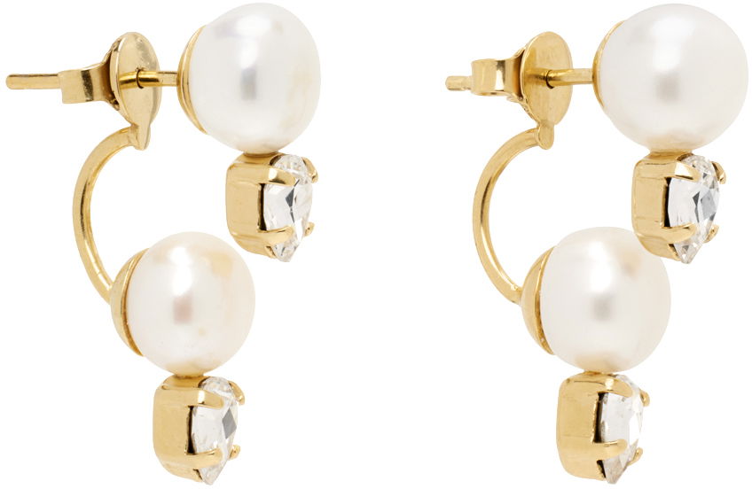 Náušnice Simone Rocha Simone Rocha Pearl Crystal Drop Earrings Biela | ERG502 0913, 1