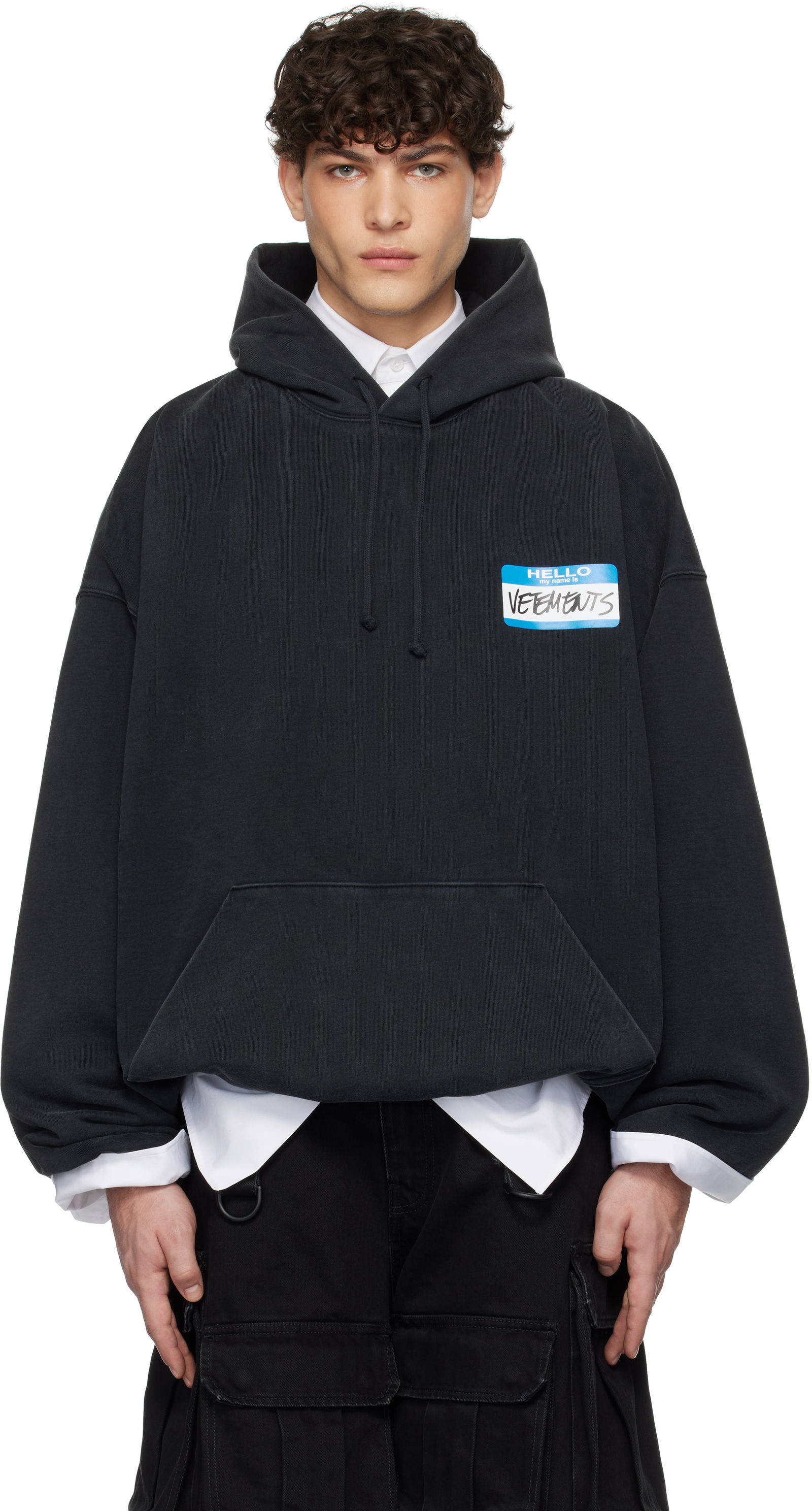 'My Name' Sticker Cropped Boxy Hoodie