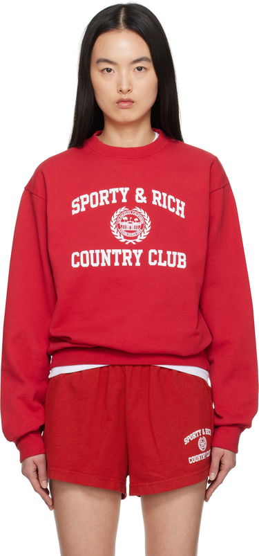 Sveter Sporty & Rich Sporty & Rich Varsity Crest Crewneck Sweatshirt Červená | ST071606218RE15, 0