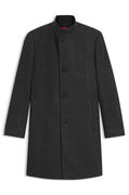 Regular-Fit Stand-Collar Wool-Blend Twill Coat