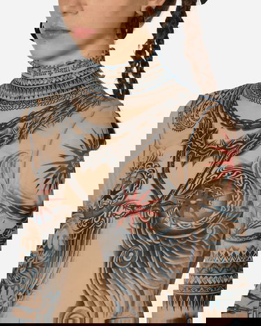 Tričko Jean Paul Gaultier Tattoo Print Mesh Top Béžová | 2315-F-TO111-J528-635030 6, 5