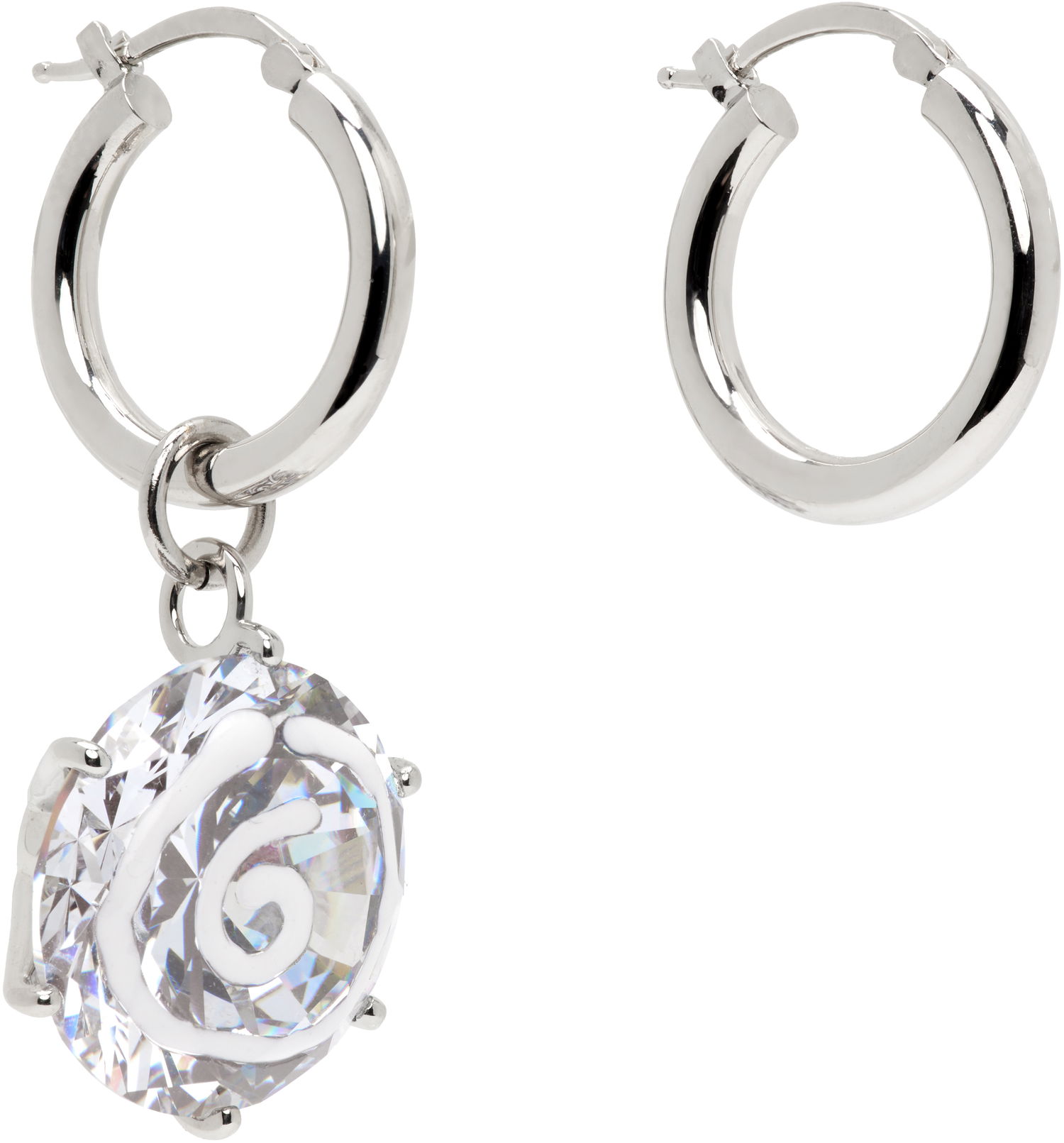 Náušnice Maison Margiela MM6 Maison Margiela Silver Crystal Spiral Drop Earrings Metalická | SM7VG0087 P8372, 1