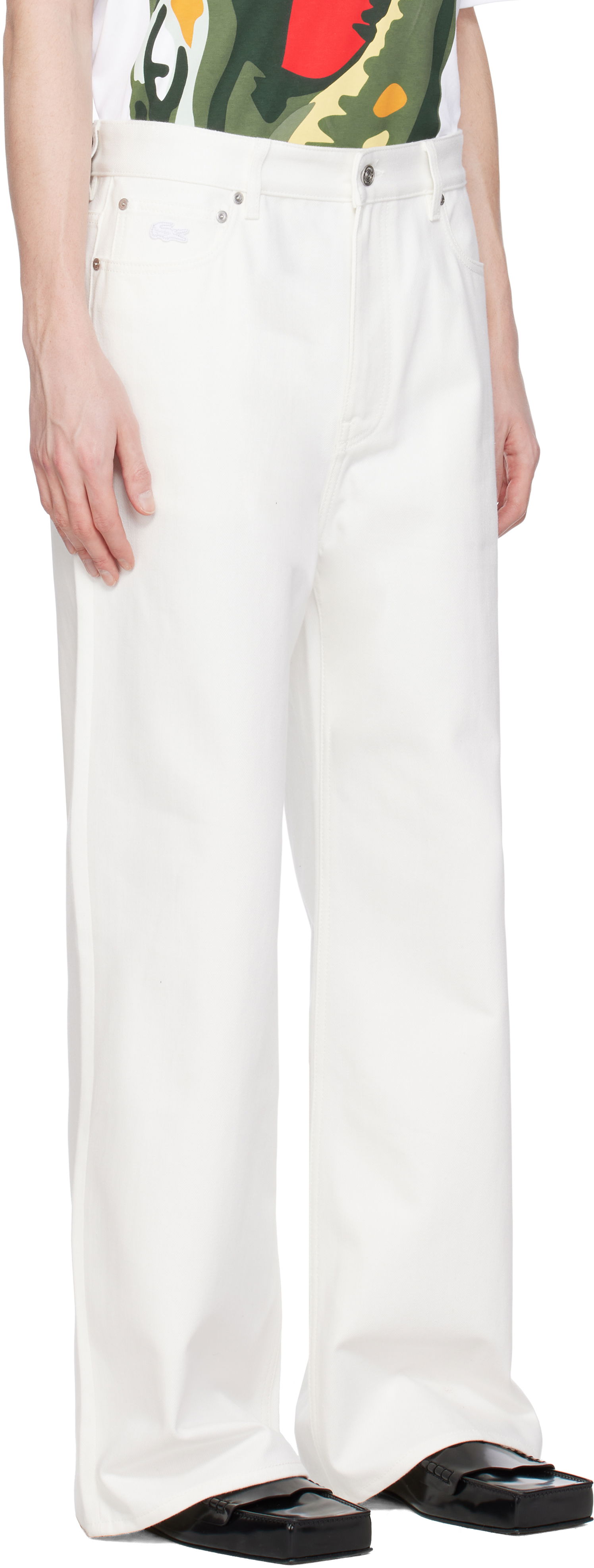 Nohavice Lacoste Lacoste Runway Wide Fit Selvedge Jeans Biela | HH6744, 1
