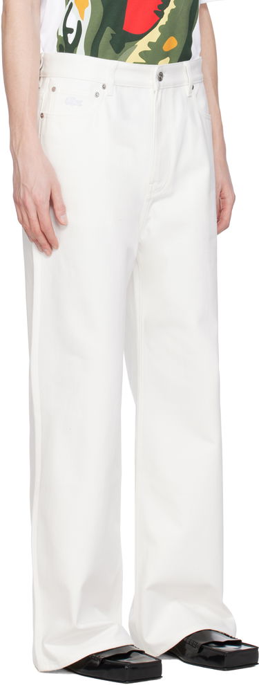 Nohavice Lacoste Lacoste Runway Wide Fit Selvedge Jeans Biela | HH6744, 1