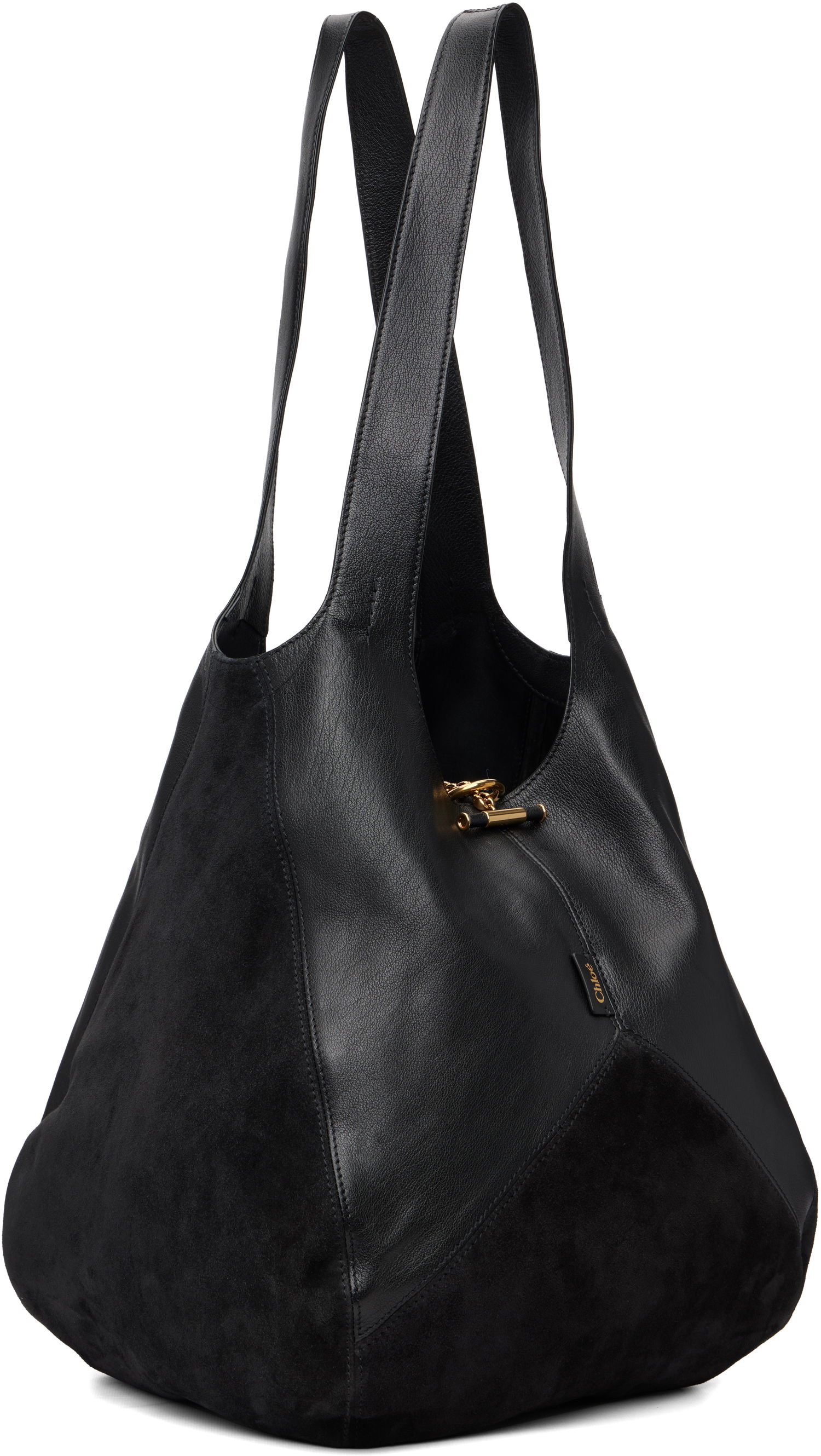 Tote bag CHLOÉ 'Chloé' Leather and Suede Balloon Tote with Gold-Tone Clasp Čierna | CH25WS642Q51, 1