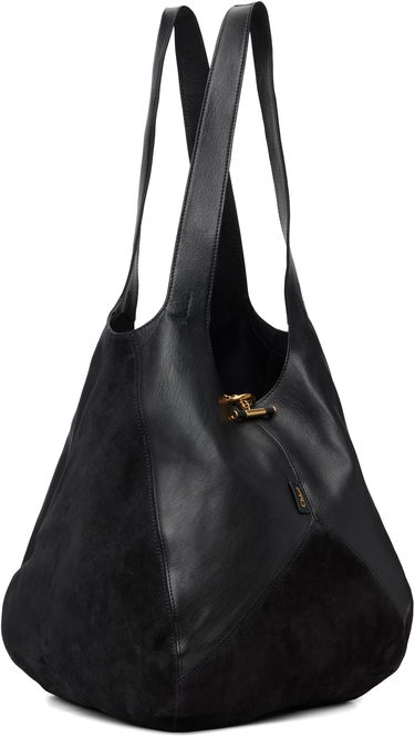 Tote bag CHLOÉ 'Chloé' Leather and Suede Balloon Tote with Gold-Tone Clasp Čierna | CH25WS642Q51, 1