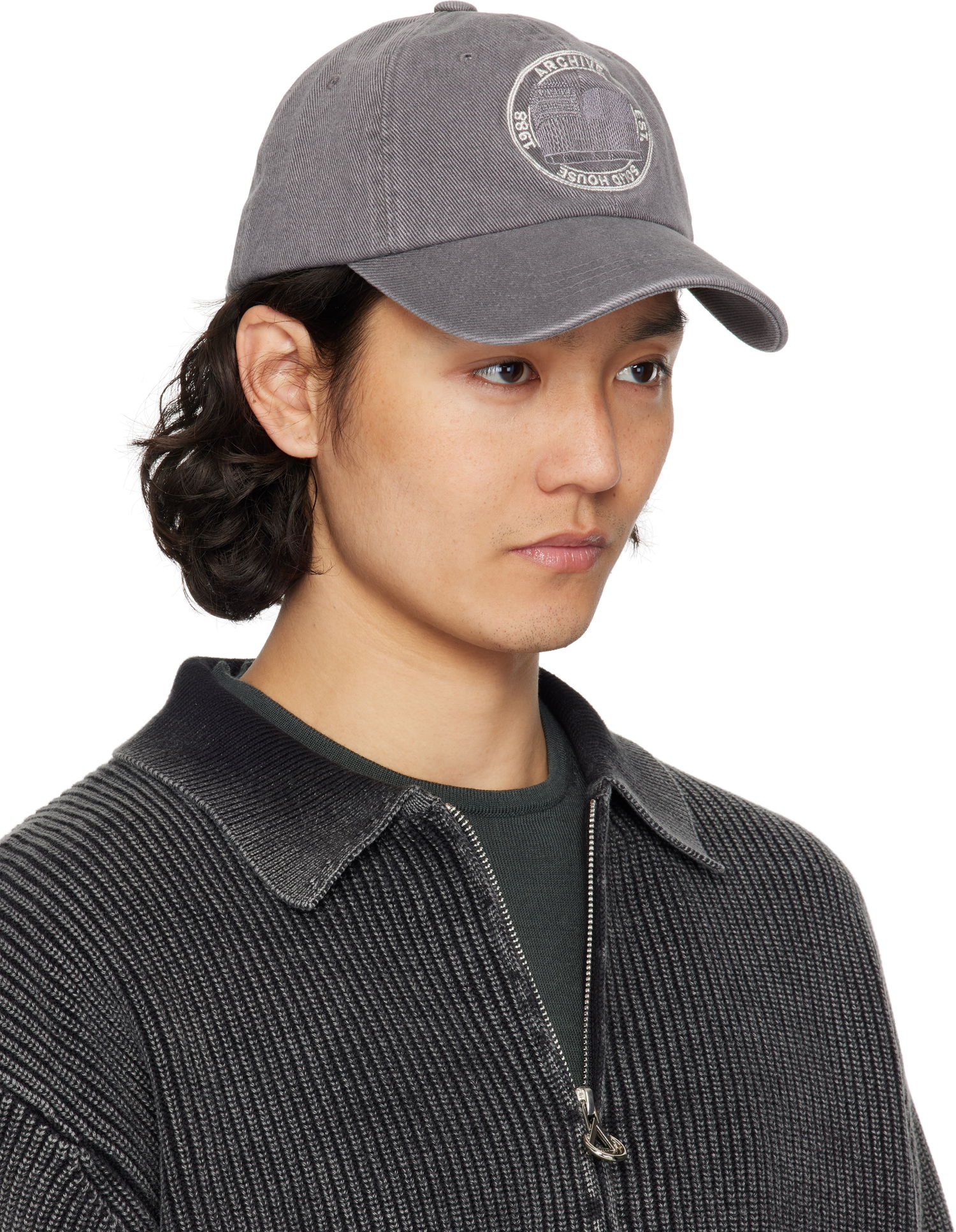 Šiltovka Solid Homme Solid Homme 'Solid House' Cotton Baseball Cap Šedá | S251AC12, 1
