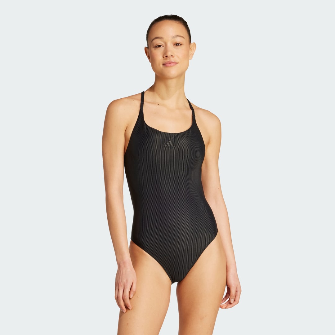 Plavky adidas Performance Iconisea Ribbed Padded Thin Straps Swimsuit Čierna | JM8185, 0