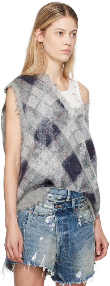 Sveter R13 R13 Oversized Argyle Vest Šedá | R13WY244-Y058B, 1