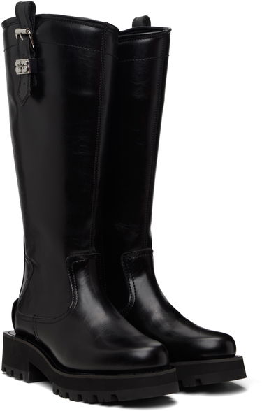 Tenisky a topánky GANNI Knee-High Buckle Strap Lug Sole Boots Čierna | S3022, 3