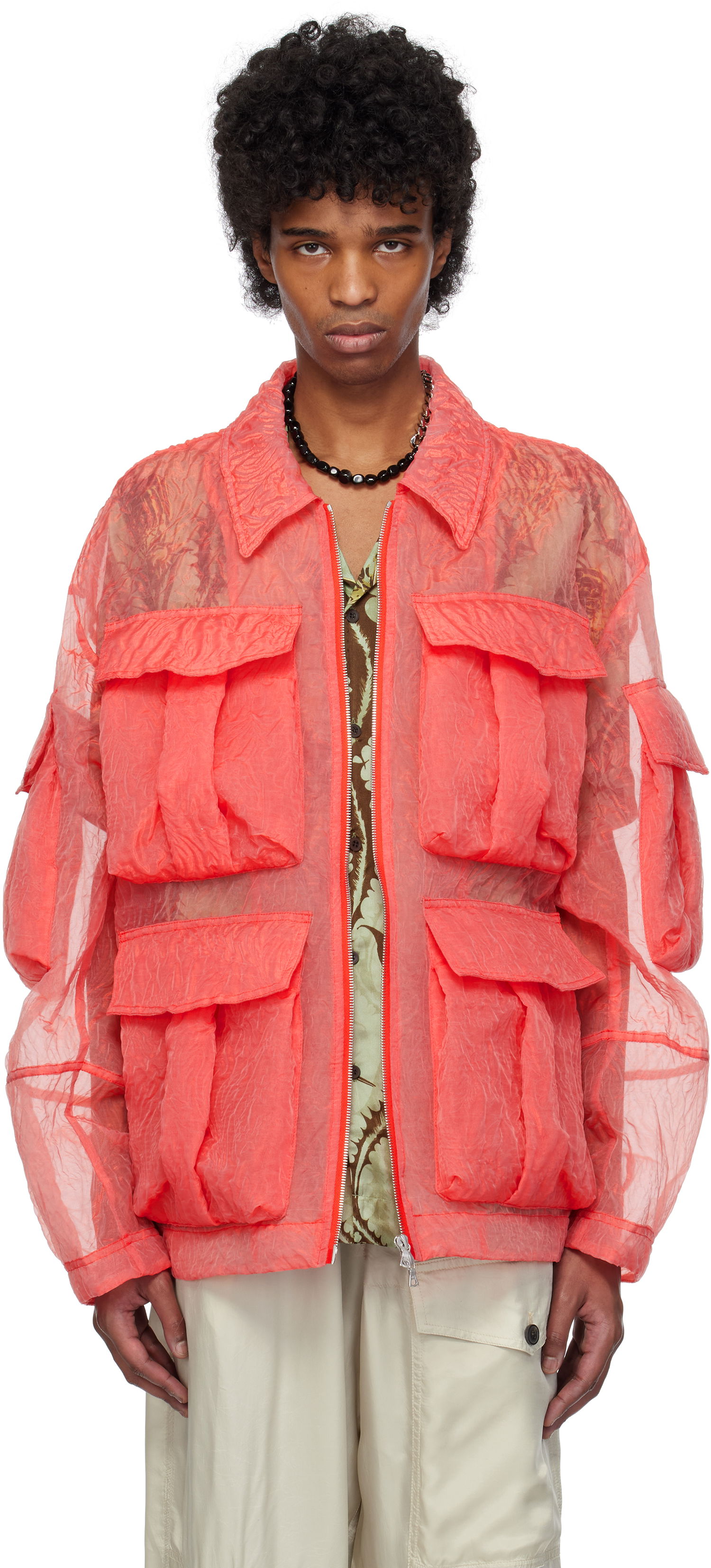 Bunda Dries Van Noten Dries Van Noten Crinkled Pocket Jacket Oranžová | 251-020529-1277, 0