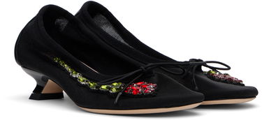 Tenisky a topánky Simone Rocha Simone Rocha Embellished Flower Mesh Ballerina Heels Čierna | LH15B 0804, 3