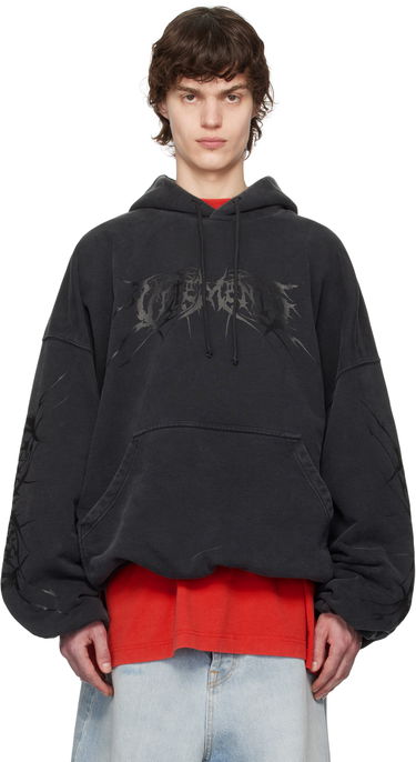 Mikina VETEMENTS Vetements Death Metal Cropped Boxy Hoodie Čierna | UA66HD620BB, 0