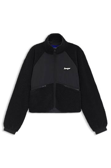 Bunda BOSS Contrast-Panel Teddy Jacket Čierna | 50545637