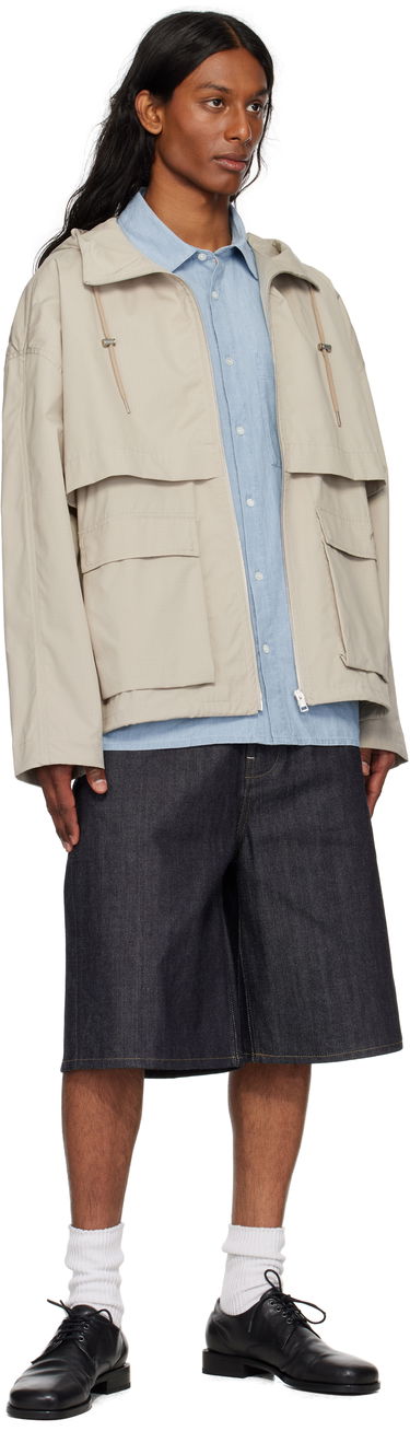 Vetrovka MAISON KITSUNÉ Maison Kitsuné Hooded Windbreaker Jacket Béžová | OM02113WW9056, 3