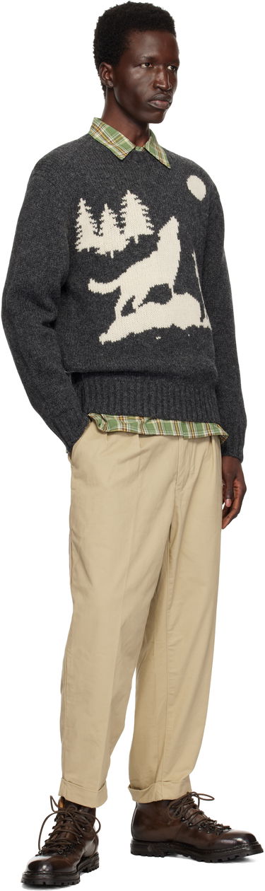 Sveter BEAMS BEAMS PLUS Crew Intarsia Sweater Šedá | 38150202103, 3