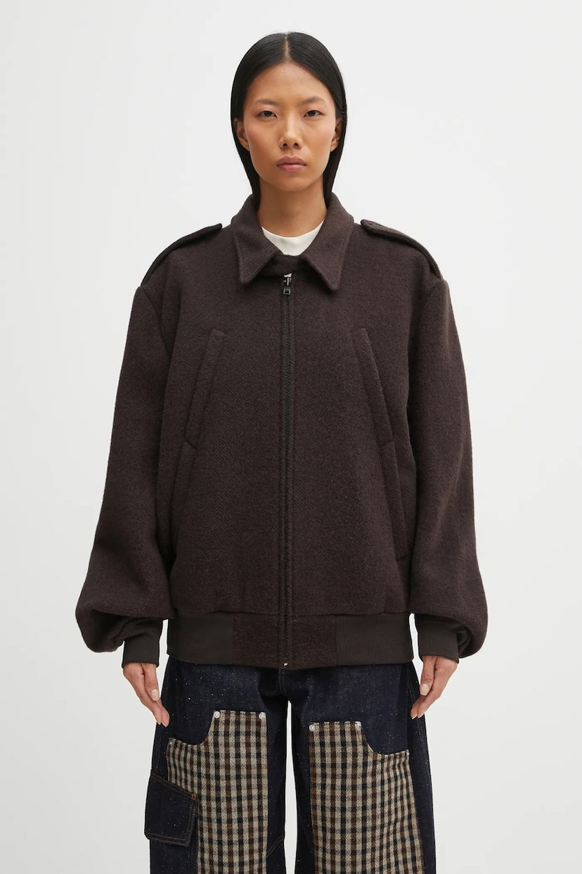 Bomber bunda Maison Margiela MM6 Maison Margiela Wool Jacket Transitional Oversize Hnedá | S62AN0169.M35635.002F