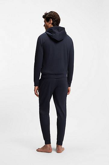 Mikina BOSS Cotton-terry zip-up hoodie with stripes and logo Navy | 50554785, 1