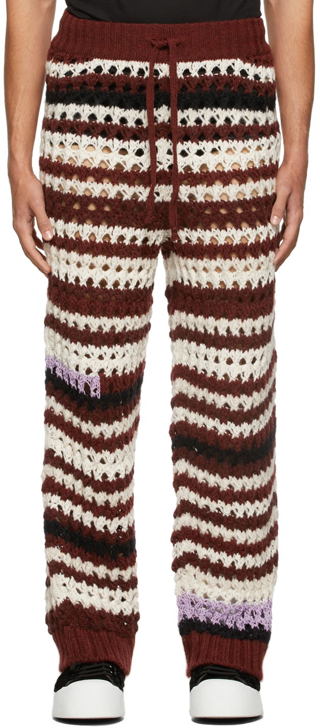 Nohavice Marni Marni Crochet Striped Lounge Pants Hnedá | PUMG0009H0 UFW025, 0