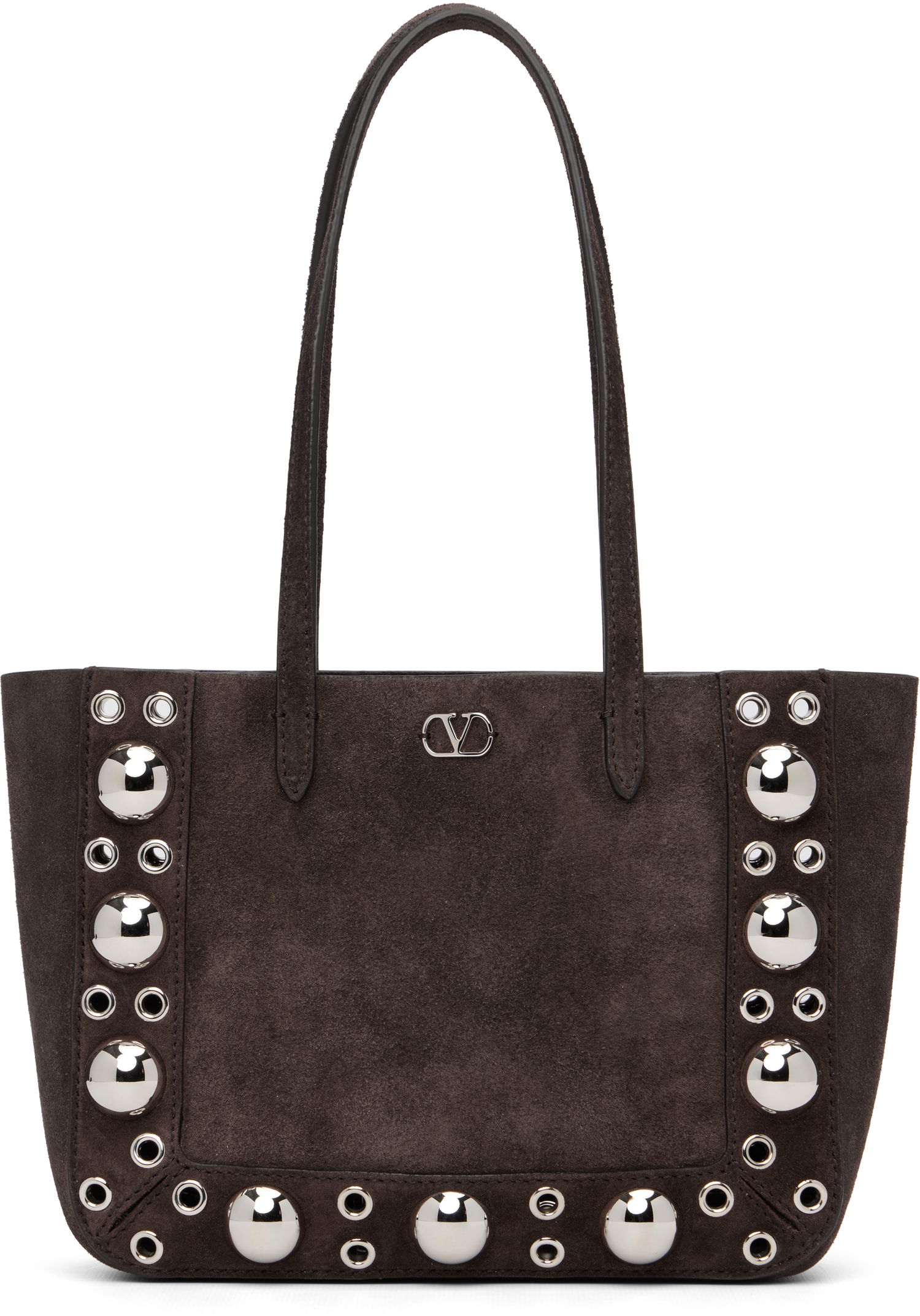 Tote bag Valentino Mini Nellcôte Studded Suede Tote Hnedá | 7W2B0R89JET, 0