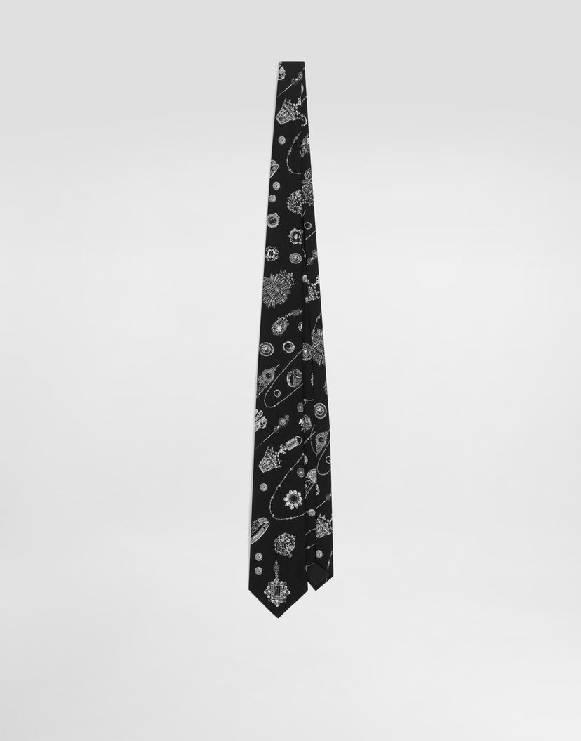 Doplnky Dolce & Gabbana Dolce & Gabbana Silk Tie with Jewelry Print Čierna | GT147EG0TJ8HN5QP