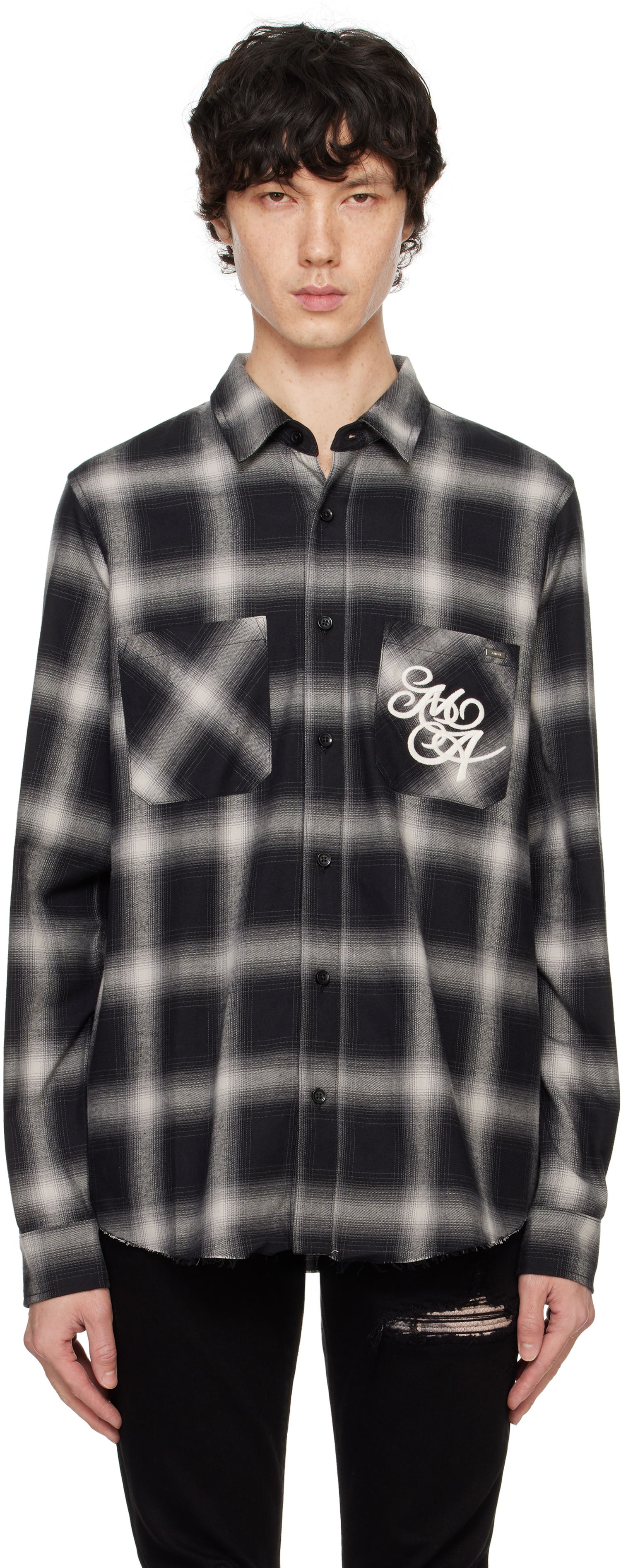 Košeľa AMIRI Amiri Swirl Flannel Shirt Čierna | AMSTFL1008, 0