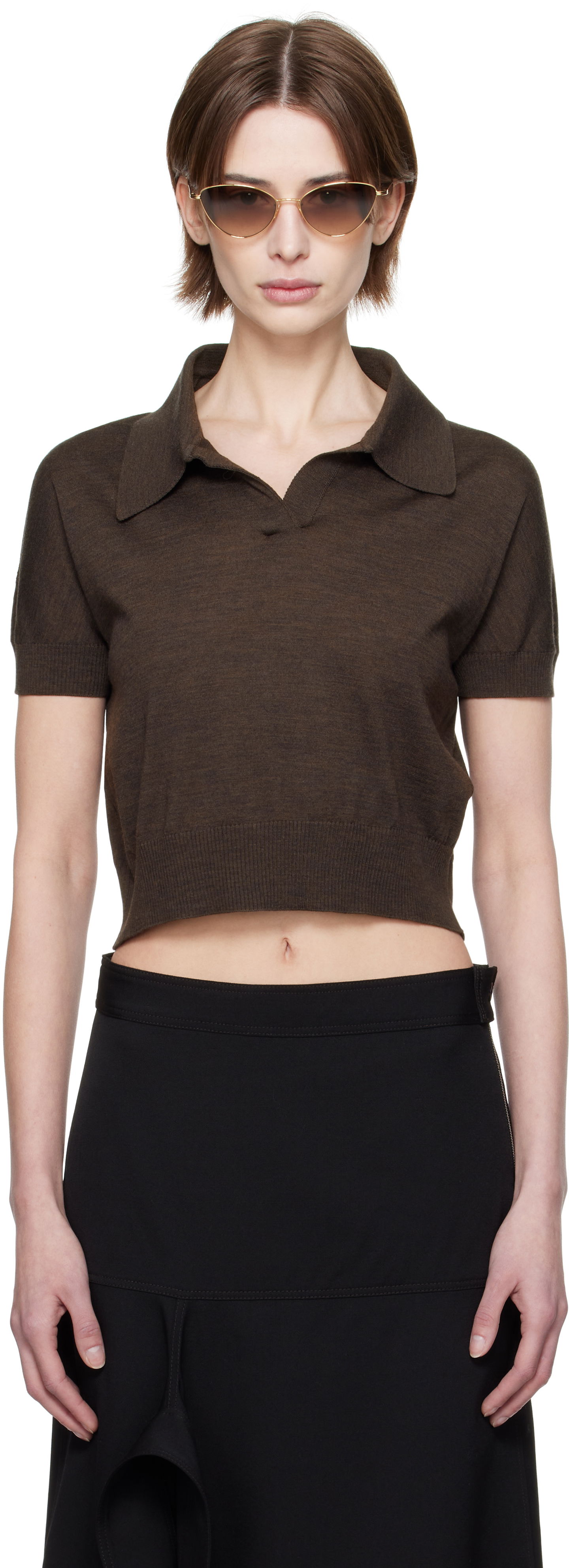 Khaite Morgane Cropped Knit Polo