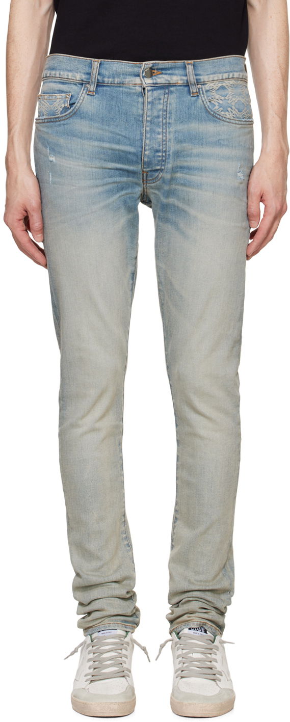 Džínsy AMIRI AMIRI MA Quad Contrast Skinny Jeans Modrá | AMDNSY1081, 0