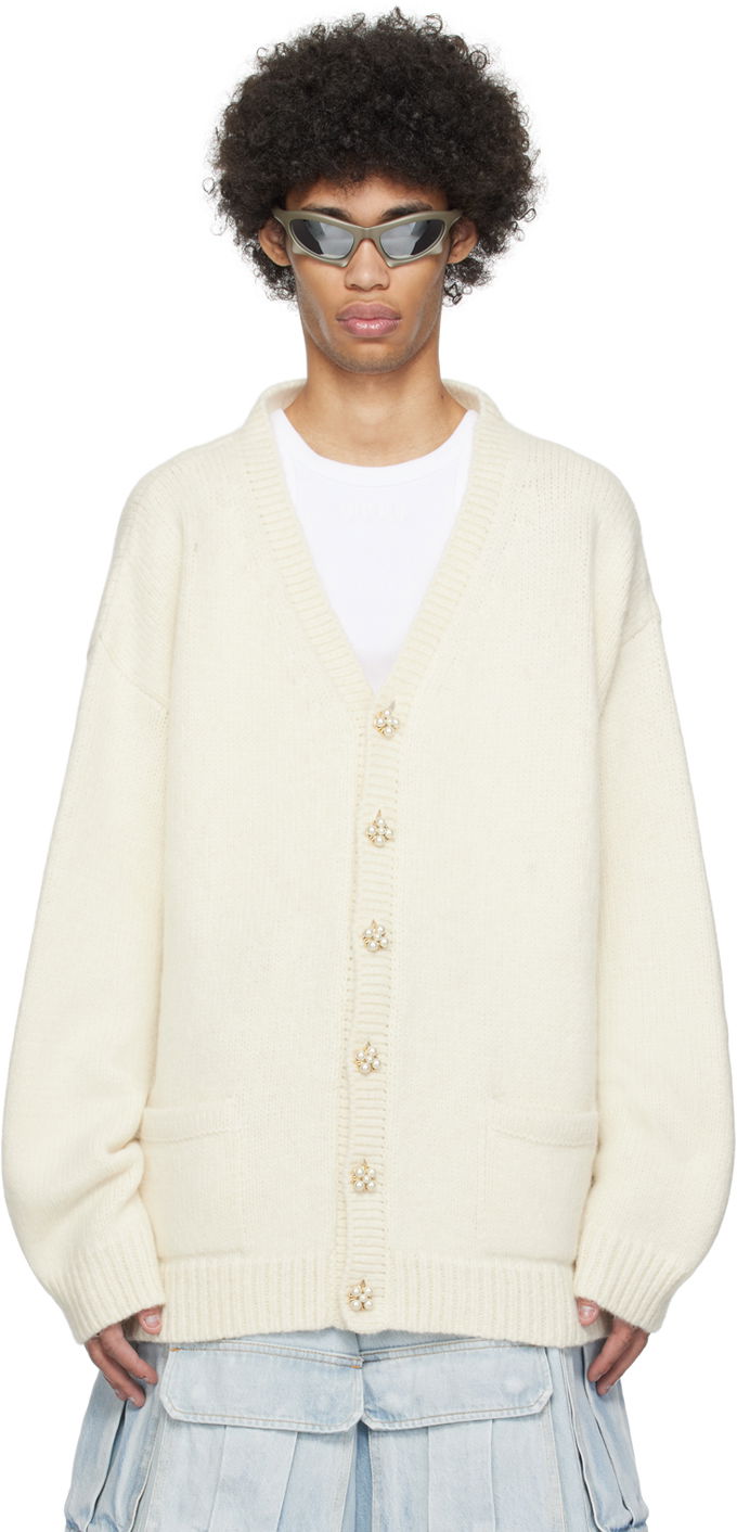 Sveter VETEMENTS Fancy Button Cardigan Biela | UE64KN210O, 0