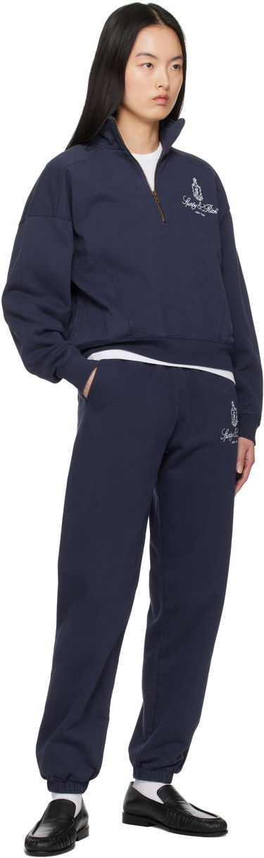 Mikina Sporty & Rich Sporty & Rich Vendome Quarter Zip Sweatshirt Navy | ST073606231BL106, 3