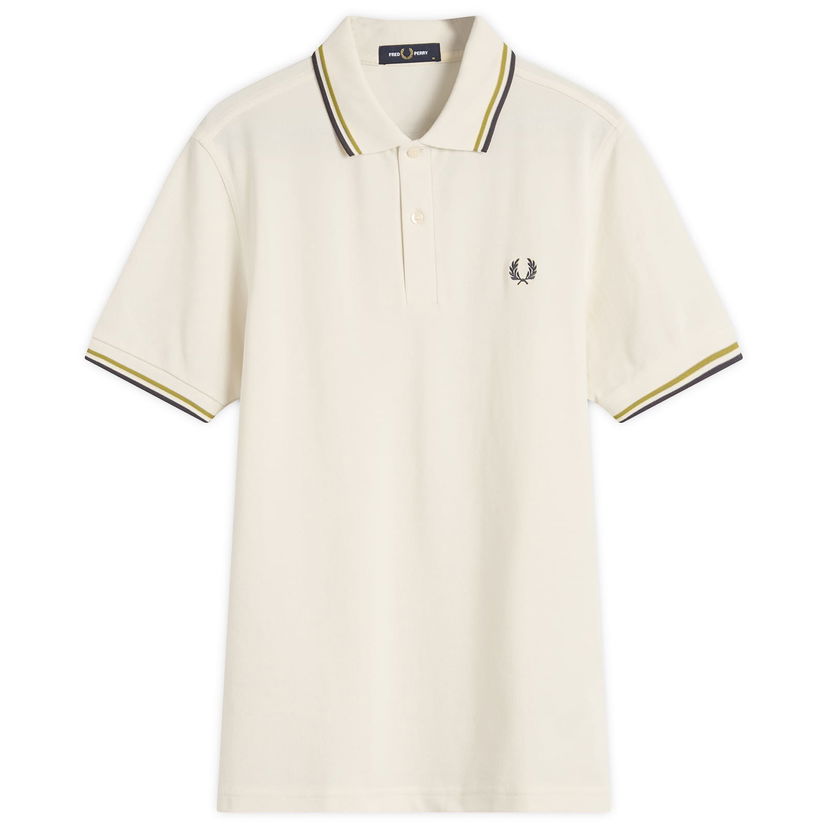 Polo tričko Fred Perry Fred Perry Twin Tipped Polo Shirt, Size Large Biela | M3600-46A