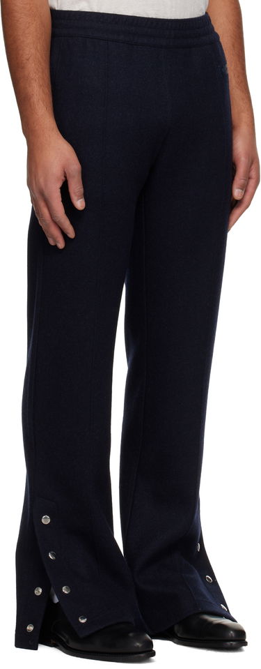 Nohavice Givenchy Wool Cashmere 'GIVENCHY' Patch Drawstring Trousers with Snap Buttons Navy | BM51N0312L410, 1