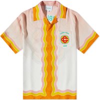 Rainbow Monogram Short Sleeve Silk Shirt