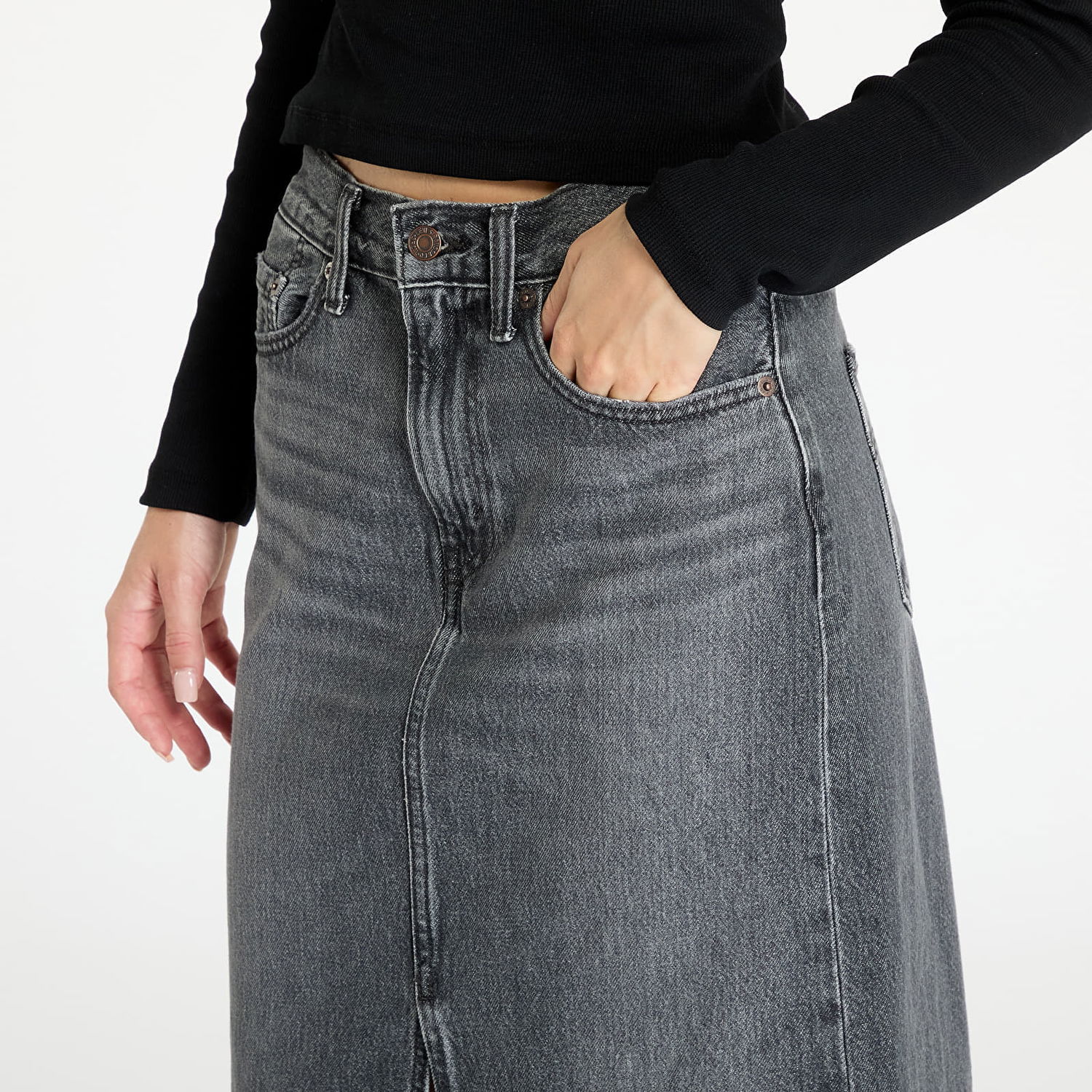 Sukňa Levi's Skirt ® Ankle Column Skirt Black 30 Šedá | A7512-0003, 1
