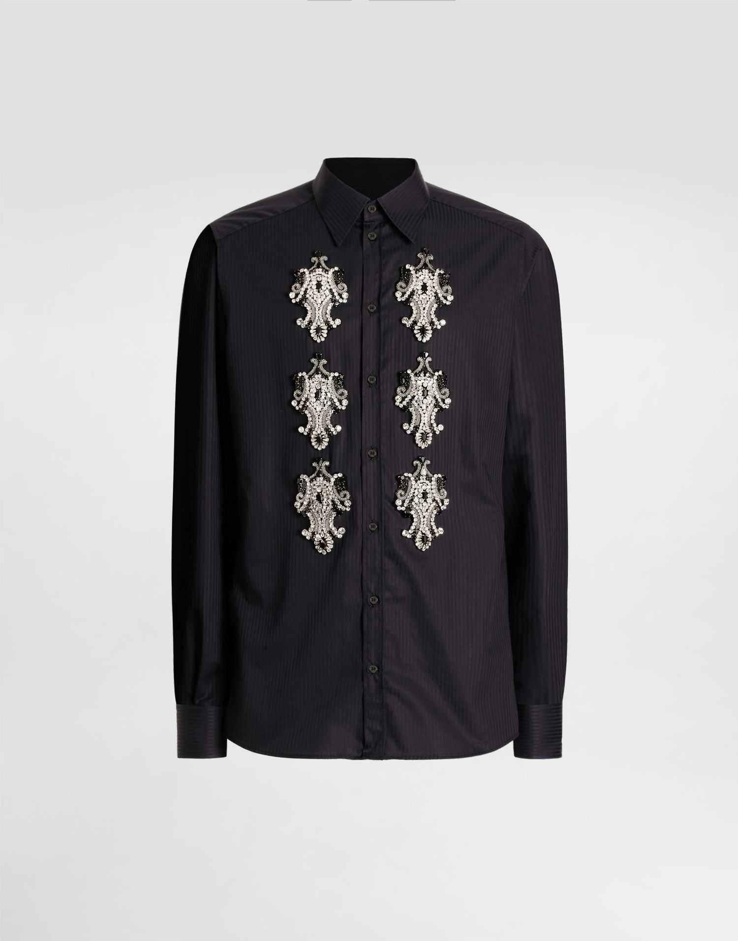 Košeľa Dolce & Gabbana Dolce & Gabbana Striped Cotton Martini Shirt Čierna | G5ML1ZFR5USS8051, 0