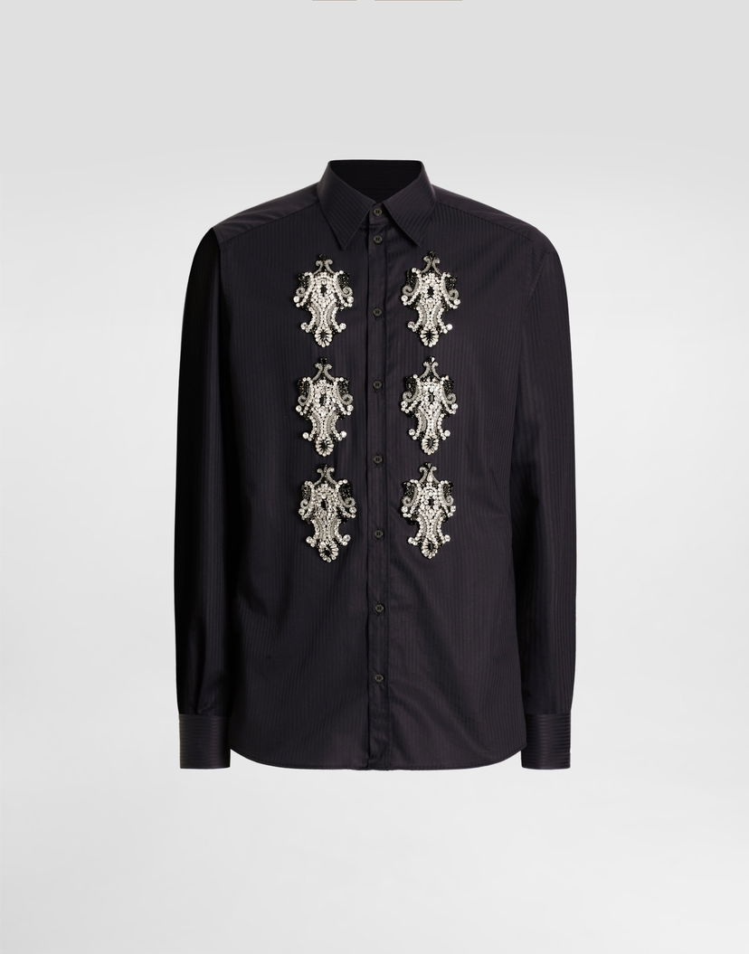 Košeľa Dolce & Gabbana Dolce & Gabbana Striped Cotton Martini Shirt Čierna | G5ML1ZFR5USS8051