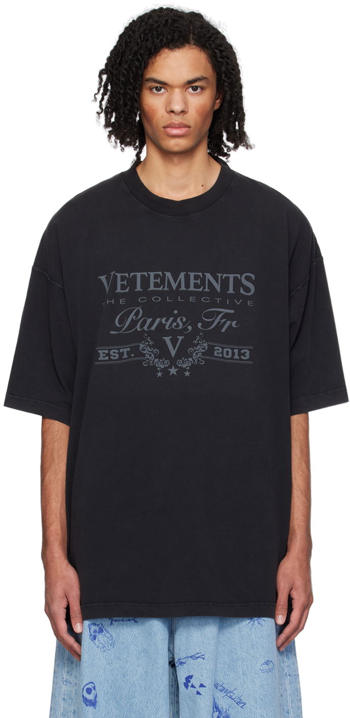 Tričko VETEMENTS Paris T-Shirt Čierna | UE64TR450B, 0