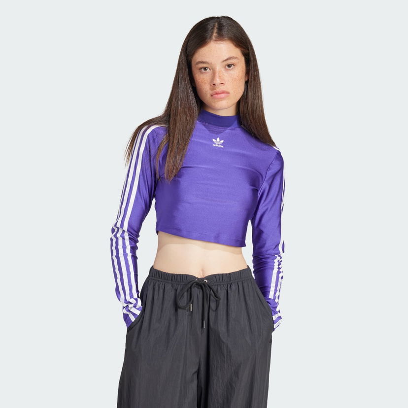 Crop Top adidas Originals 3-Stripes Cropped Long Sleeve Tee Fialová | IR8133