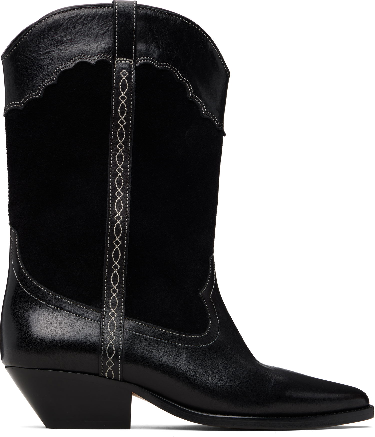 Tenisky a topánky ISABEL MARANT Isabel Marant Duerto Western-Style Leather and Suede Boots with Contrast Stitching Čierna | BO0003FD-D1A25S, 0