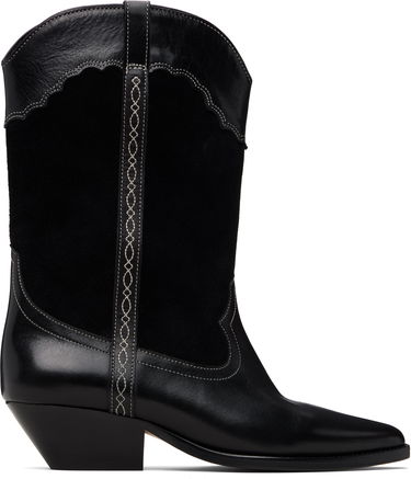 Tenisky a topánky ISABEL MARANT Isabel Marant Duerto Western-Style Leather and Suede Boots with Contrast Stitching Čierna | BO0003FD-D1A25S, 0