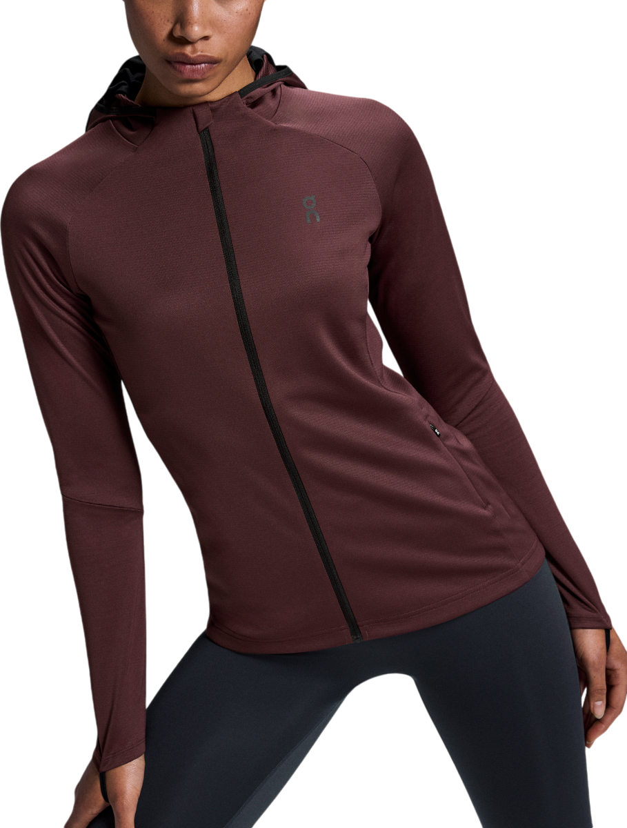 Mikina On Running Hoodie Climate Zip Červená | 1we10330398, 0